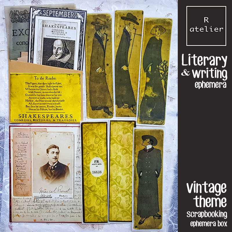 Literary & Writing Shakespeare Proust Ephemera Junk Journaling Scrapbooking Box