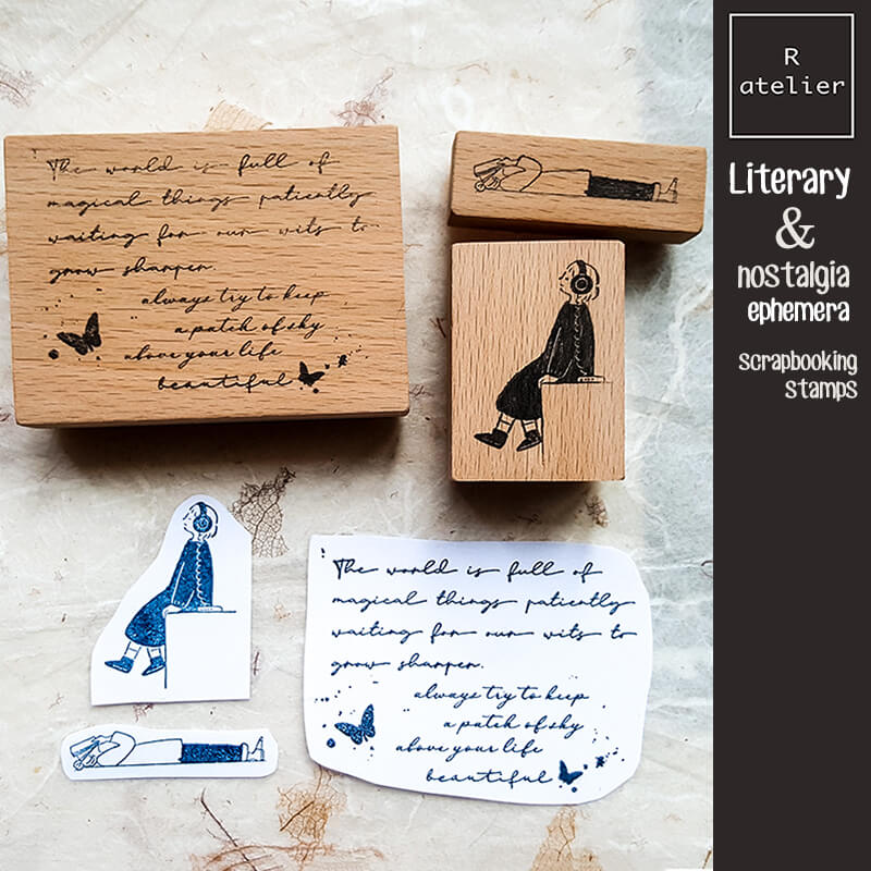 Literary & Nostalgia Ephemera Scrapbooking Wooden Stamp