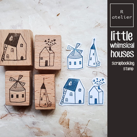 Little Whimsical Houses Scrapbooking Wooden Stamp