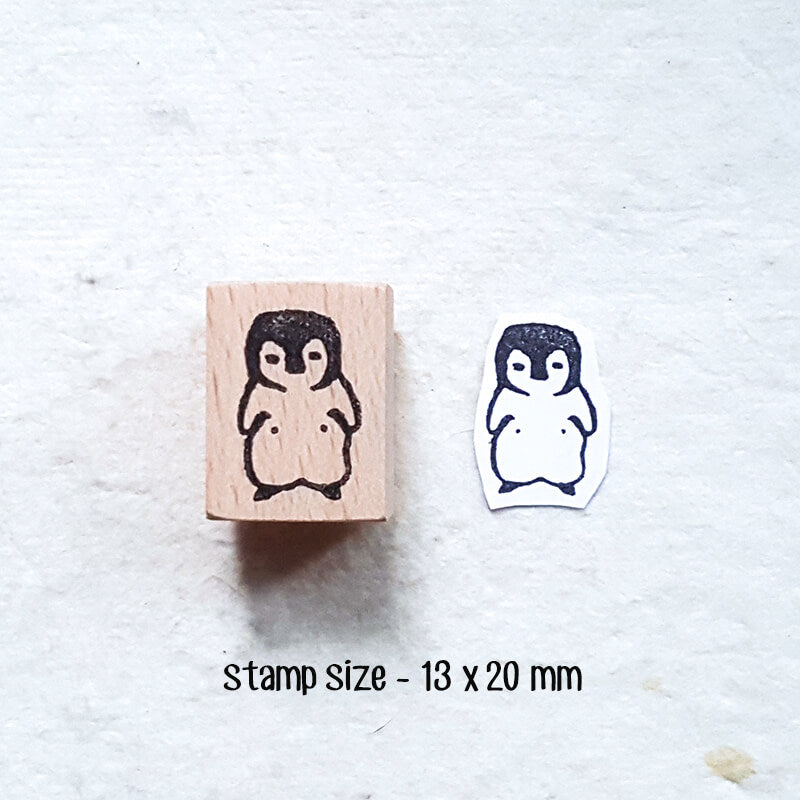 Whimsical Little Penguins Scrapbooking Wooden Stamp