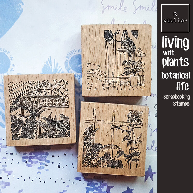 Living with Plants Botanical Life Scrapbooking Wooden Stamps