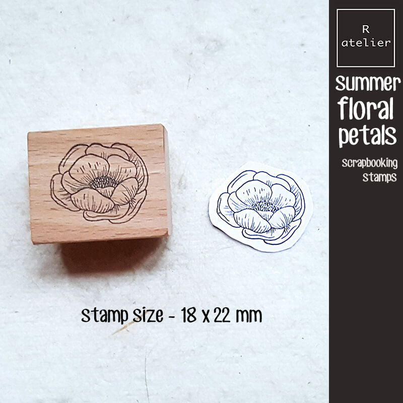 Summer Floral Flower Petals Scrapbooking Wooden Stamp