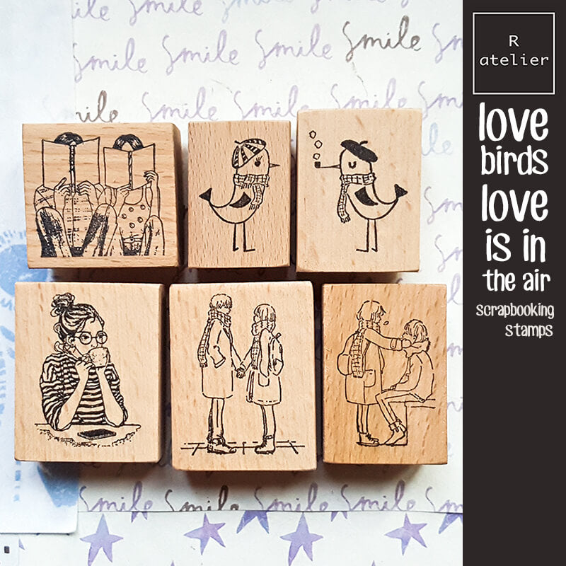 Love Birds Couple Love Story Scrapbooking Wooden Stamp