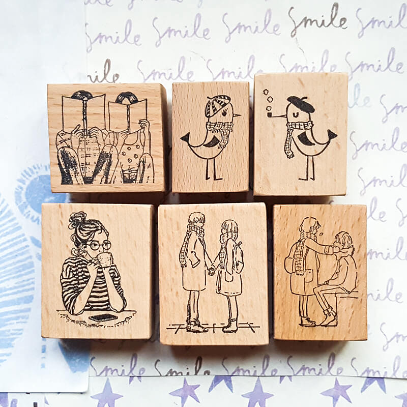 Love Birds Couple Love Story Scrapbooking Wooden Stamp