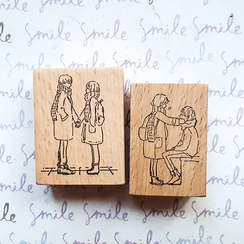 Love Birds Couple Love Story Scrapbooking Wooden Stamp