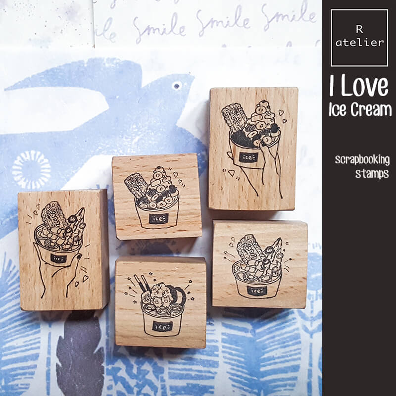 I Love Ice Cream Scrapbooking Wooden Stamp