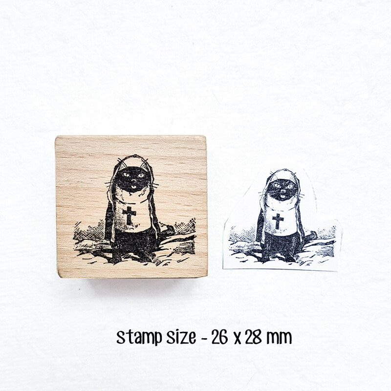 Whimsical Kitty Cat Scrapbooking Wooden Stamp