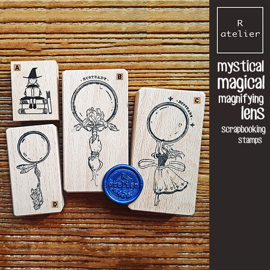 Mystical Magical Magnifying Lens Scrapbooking Wooden Stamps