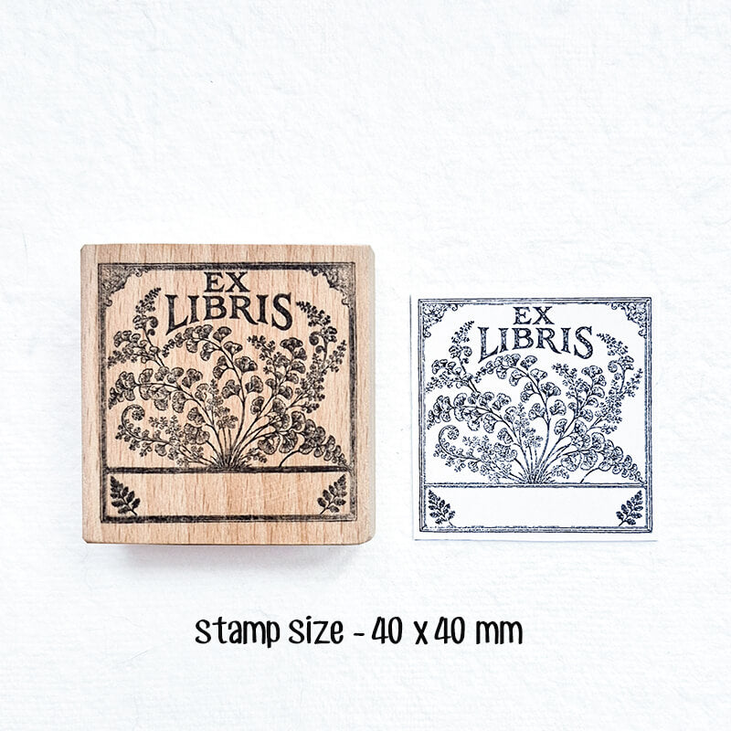 Tropical Birds Ferns Nature Bookplate Scrapbooking Wooden Stamp