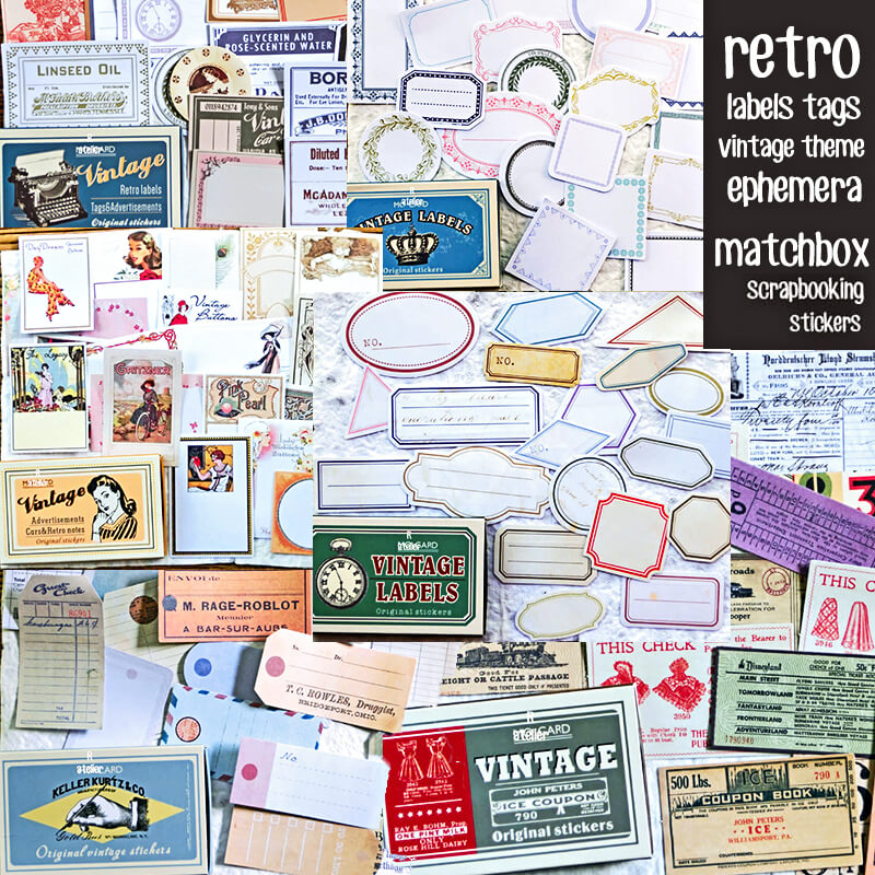 Retro Vintage Labels Tags Ephemera Matchbox Stickers