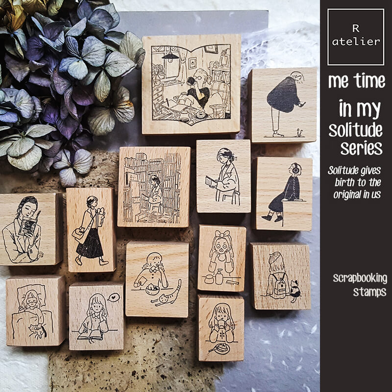 Me Time Self-Care Scrapbooking Wooden Stamp