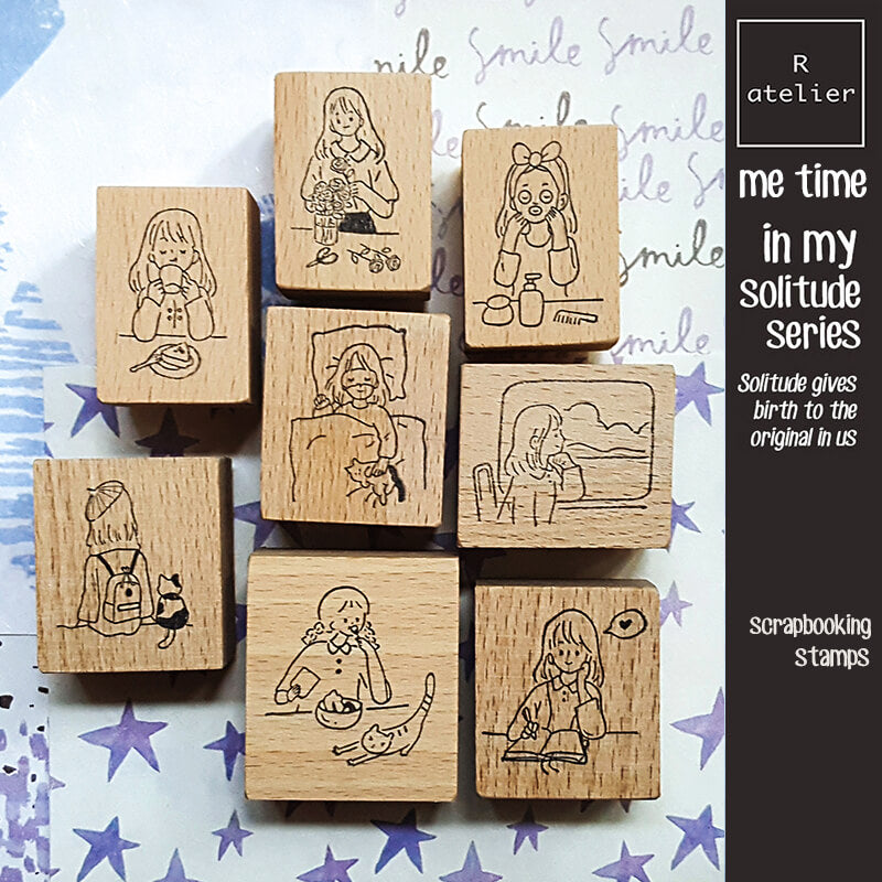 Me Time Self-Care Scrapbooking Wooden Stamp