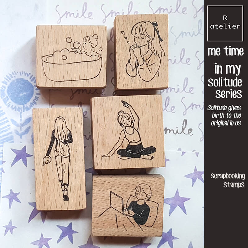 Me Time Self-Care Scrapbooking Wooden Stamp