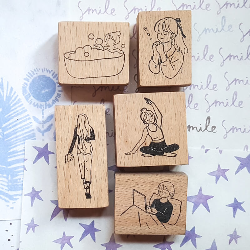 Me Time Self-Care Scrapbooking Wooden Stamp