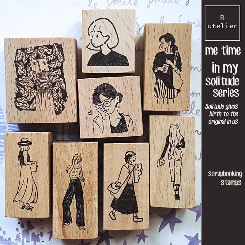 Me Time Stylish Girls Summer Fun Scrapbooking Wooden Stamp