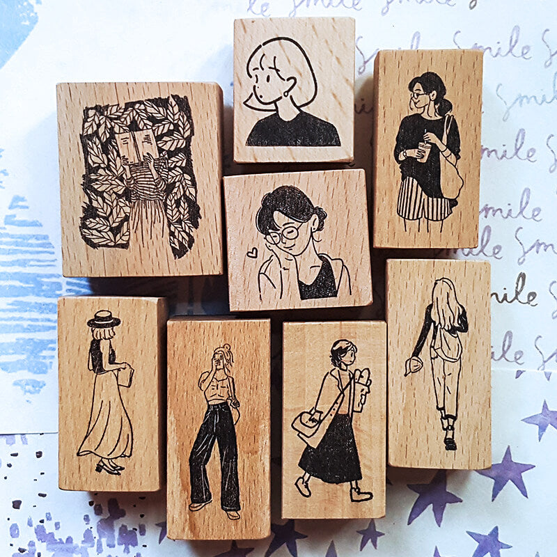 Me Time Stylish Girls Summer Fun Scrapbooking Wooden Stamp