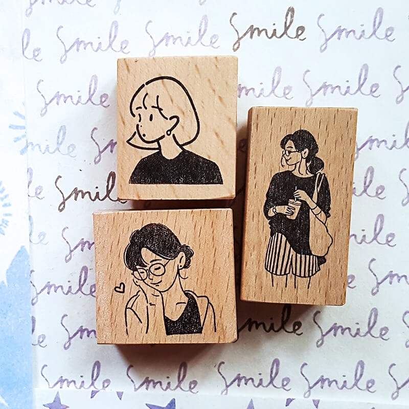 Me Time Stylish Girls Summer Fun Scrapbooking Wooden Stamp