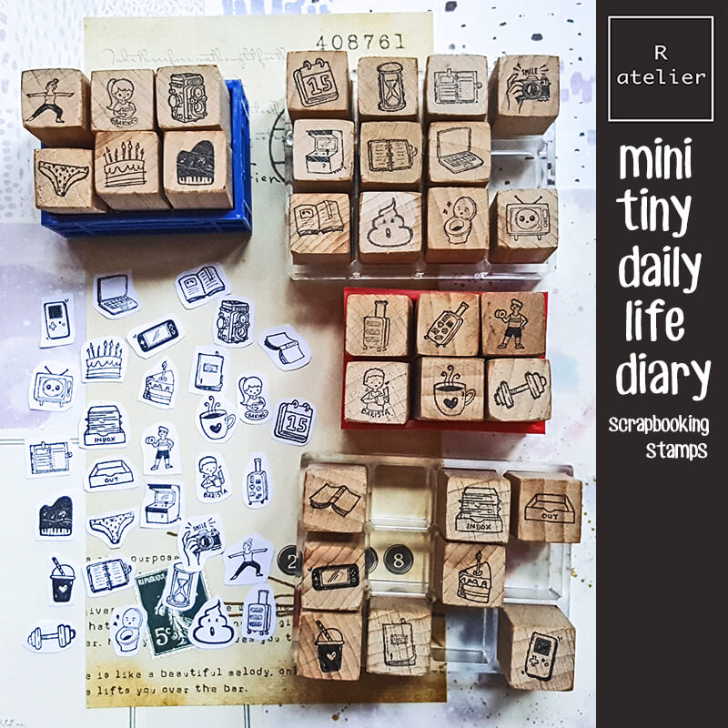 Mini Tiny Daily Life Diary Scrapbooking Wooden Stamp