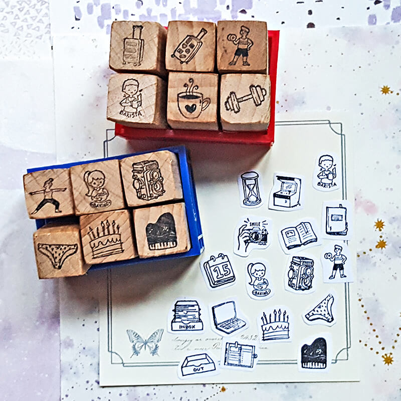 Mini Tiny Daily Life Diary Scrapbooking Wooden Stamp