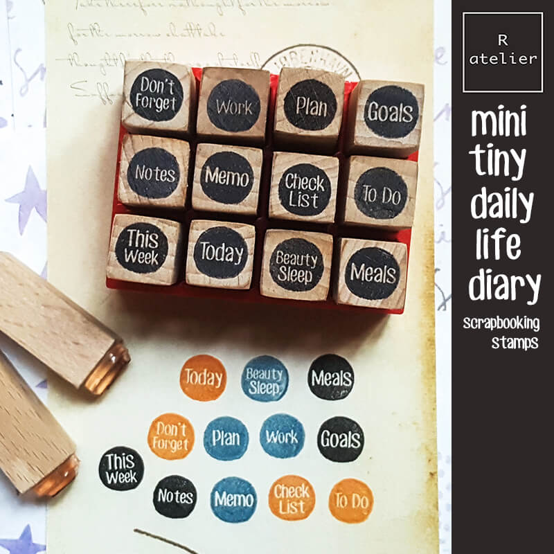 Mini Tiny Daily Life Diary Scrapbooking Wooden Stamp