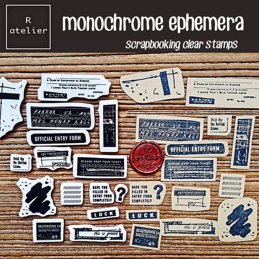 Monochrome Ephemera Series Scrapbooking Clear Stamps