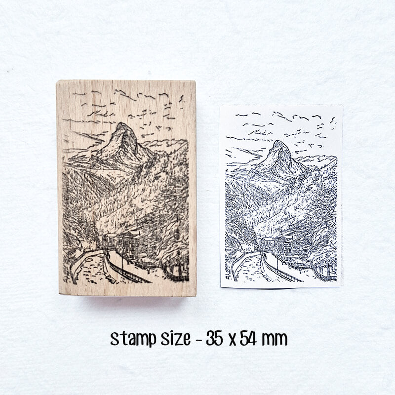 Wanderlust Alpine Mountain Hiking Travelogue (2) Scrapbooking Wooden Stamp
