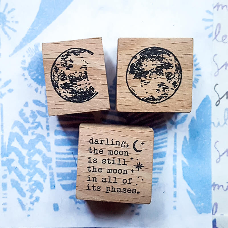 Phases of the Moon Lunar Phase Scrapbooking Wooden Stamp