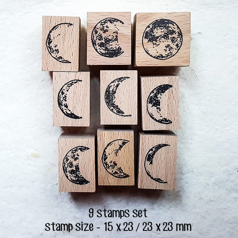 Phases of the Moon Lunar Phase Scrapbooking Wooden Stamp