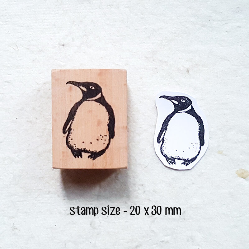 Whimsical Little Penguins Scrapbooking Wooden Stamp