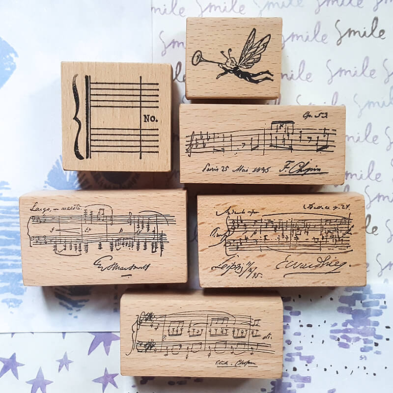 Musical Composition Chopin Music Notes Scrapbooking Wooden Stamp