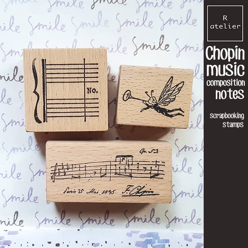 Musical Composition Chopin Music Notes Scrapbooking Wooden Stamp