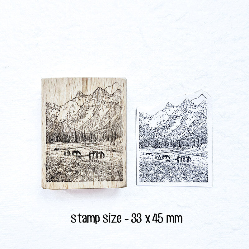Wanderlust Alpine Mountain Hiking Travelogue (1) Scrapbooking Wooden Stamp