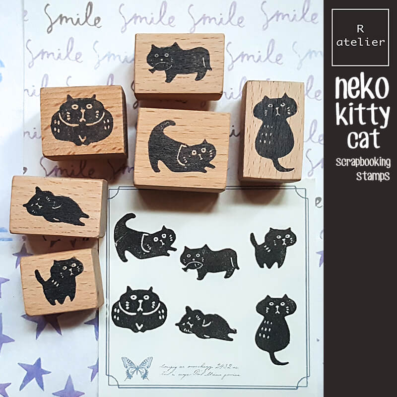 Neko Kitty Cat Scrapbooking Wooden Stamps