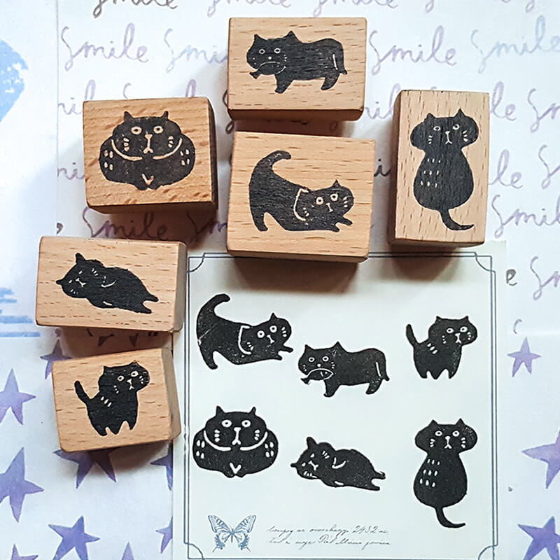 Neko Kitty Cat Scrapbooking Wooden Stamps