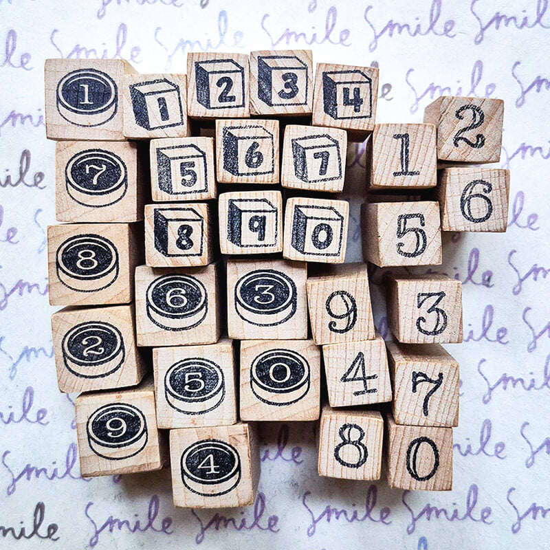 Retro Numbers Numerals Typewriter Keys Scrapbooking Wooden Stamp