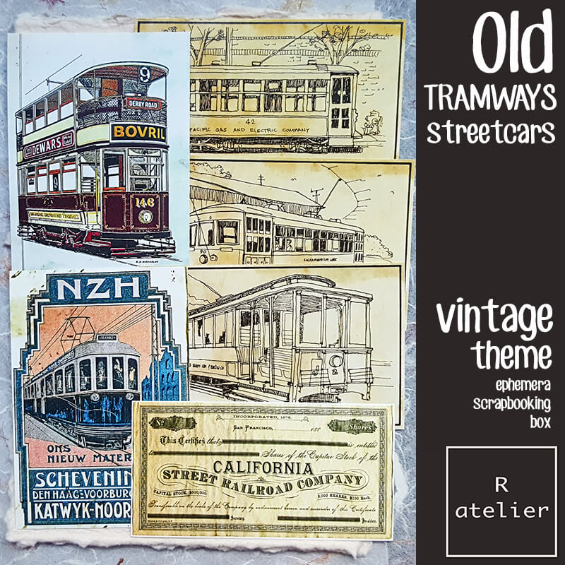 Old Tramways Ephemera Junk Journal Scrapbooking Box