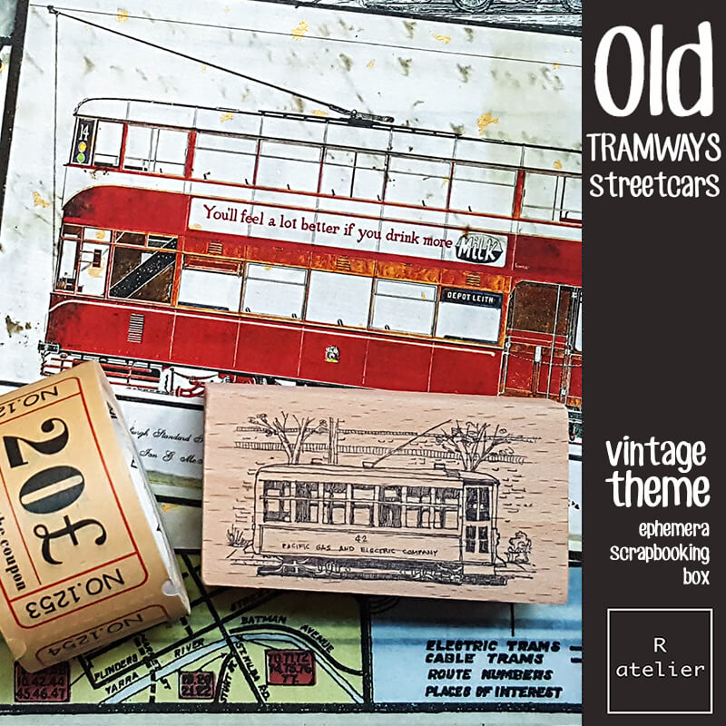 Old Tramways Ephemera Junk Journal Scrapbooking Box