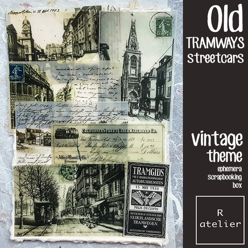 Old Tramways Ephemera Junk Journal Scrapbooking Box