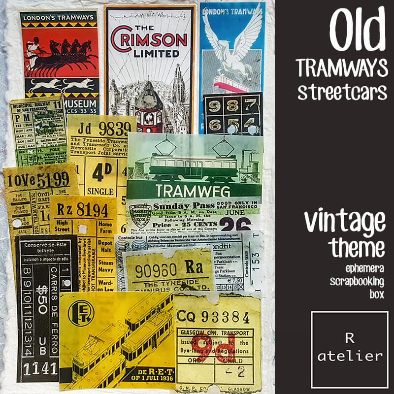 Old Tramways Ephemera Junk Journal Scrapbooking Box