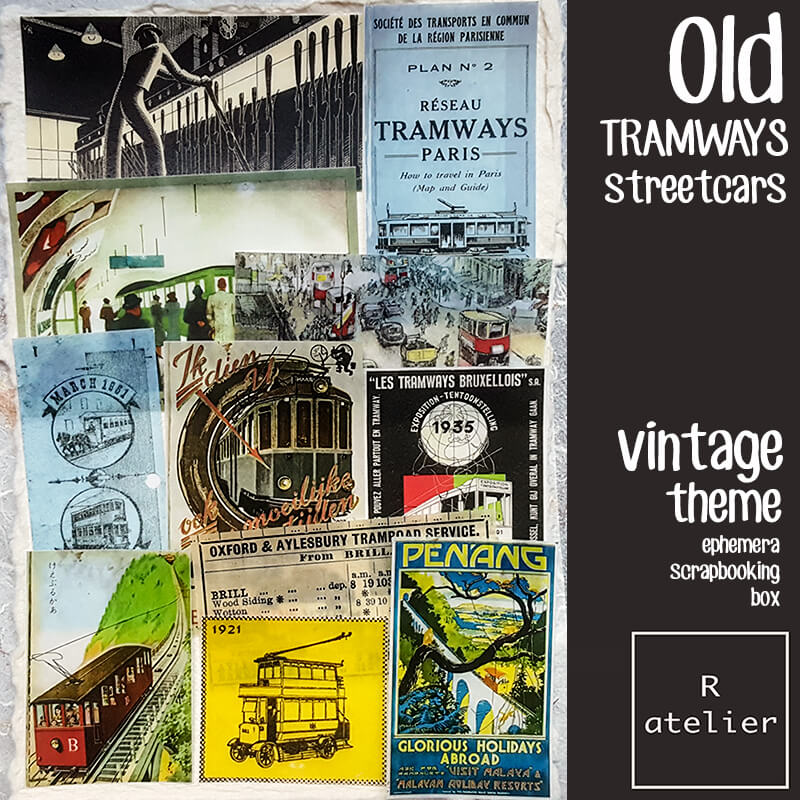 Old Tramways Ephemera Junk Journal Scrapbooking Box