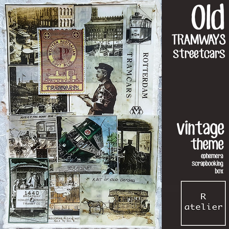 Old Tramways Ephemera Junk Journal Scrapbooking Box