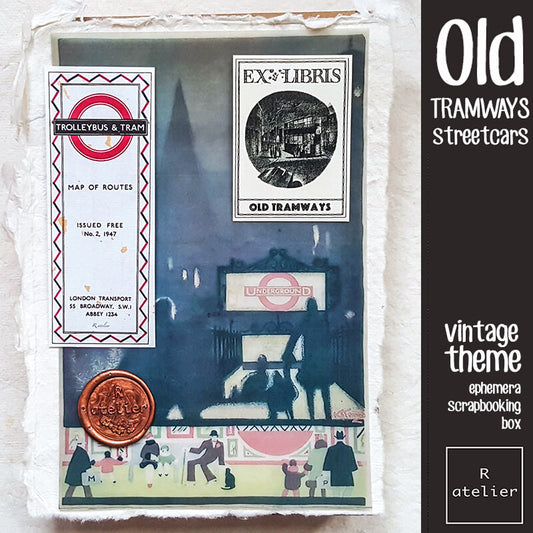 Old Tramways Ephemera Junk Journal Scrapbooking Box