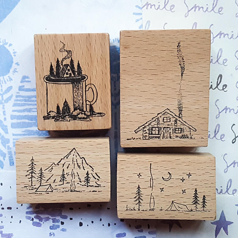 Outdoor Camping Nature LIfestyle Scrapbooking Wooden Stamps