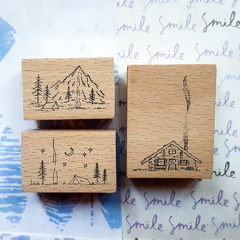 Outdoor Camping Nature LIfestyle Scrapbooking Wooden Stamps