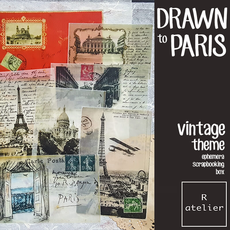 Drawn to Paris Scrapbooking Ephemera Box