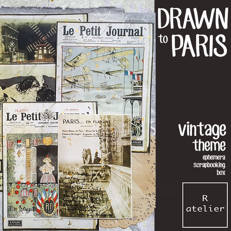 Drawn to Paris Scrapbooking Ephemera Box