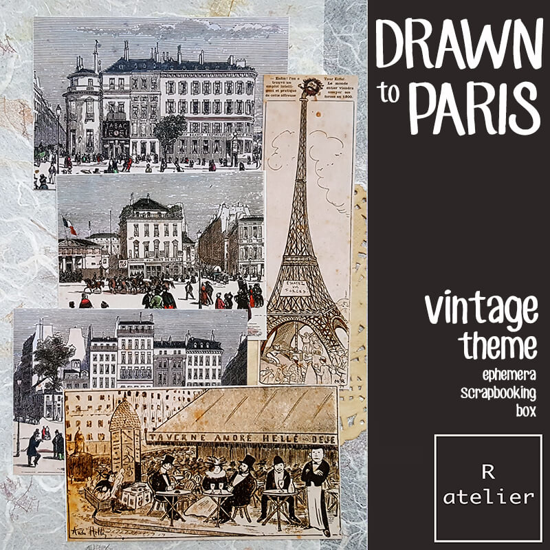 Drawn to Paris Scrapbooking Ephemera Box