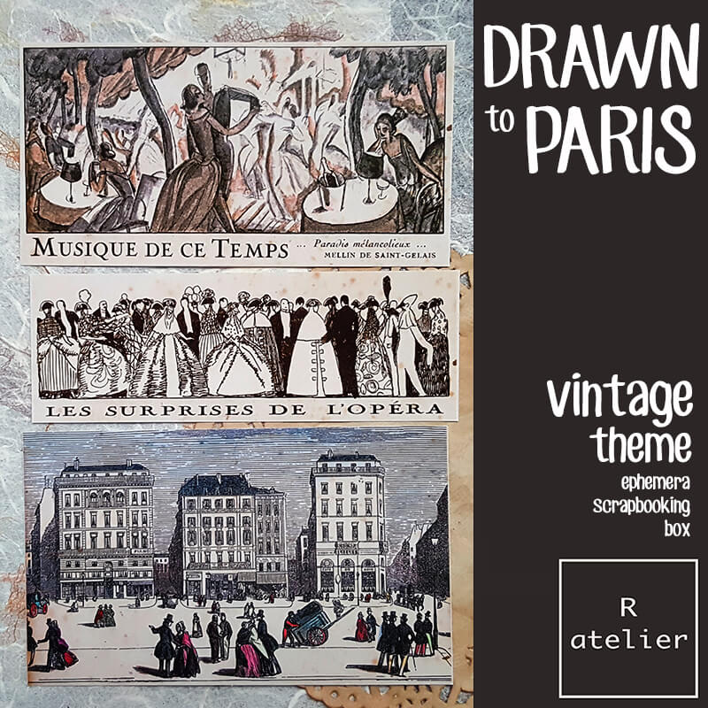 Drawn to Paris Scrapbooking Ephemera Box