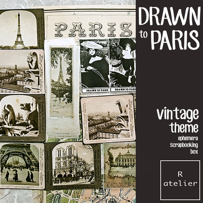 Drawn to Paris Scrapbooking Ephemera Box