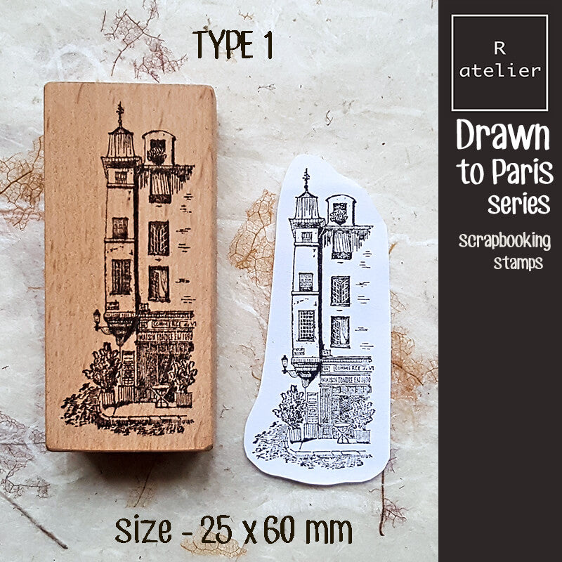 Drawn to Paris City Scene Scrapbooking Wooden Stamps